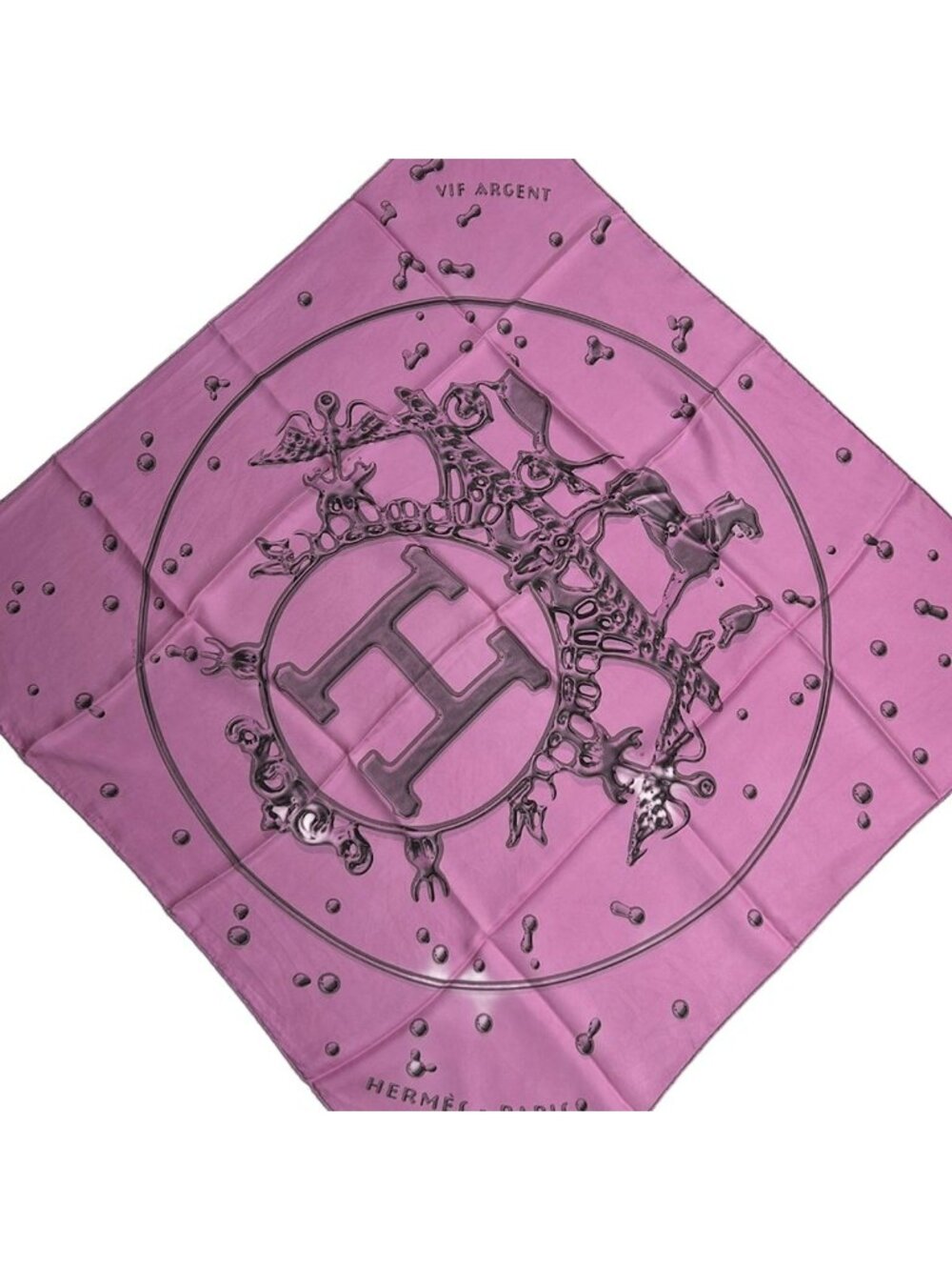 Hermes Scarf Carre 90 Pink Vif Argent Silk